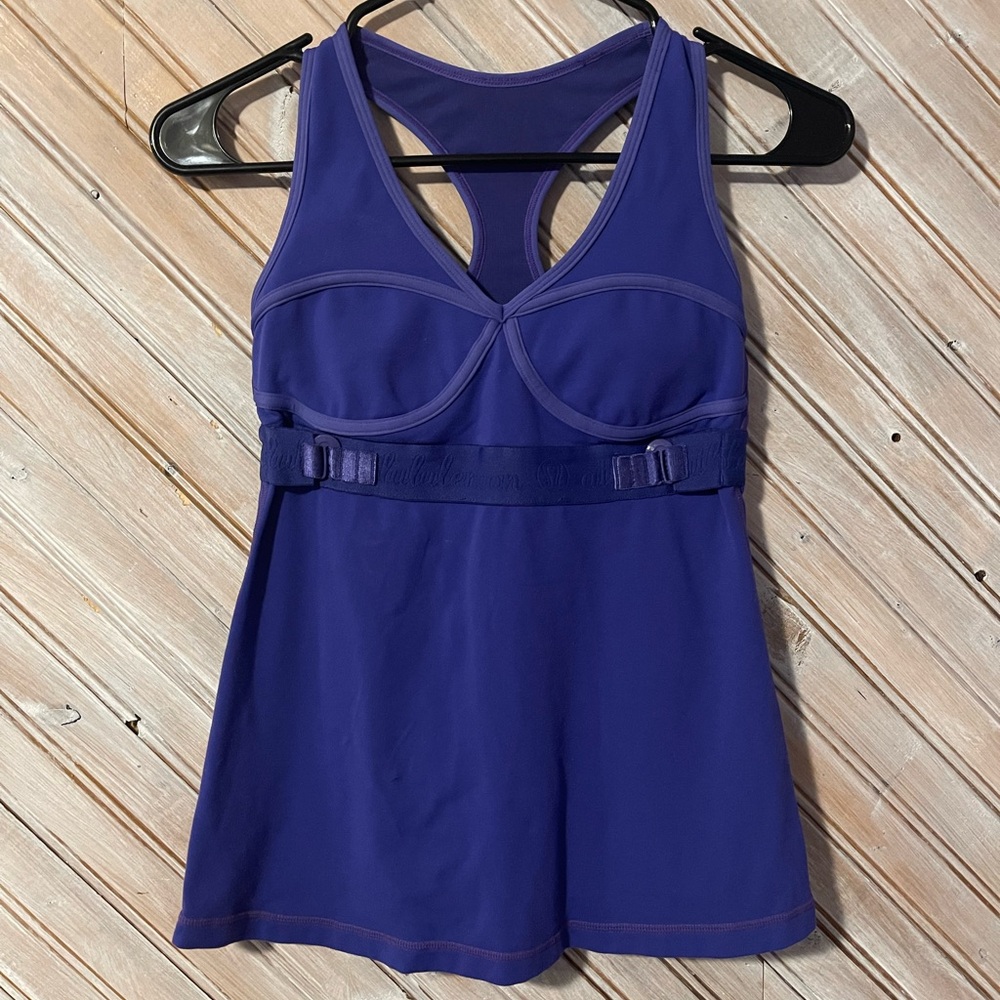 lululemon athletica Purple Blue Fitted Removable Cup Lined Athletic Tank Top